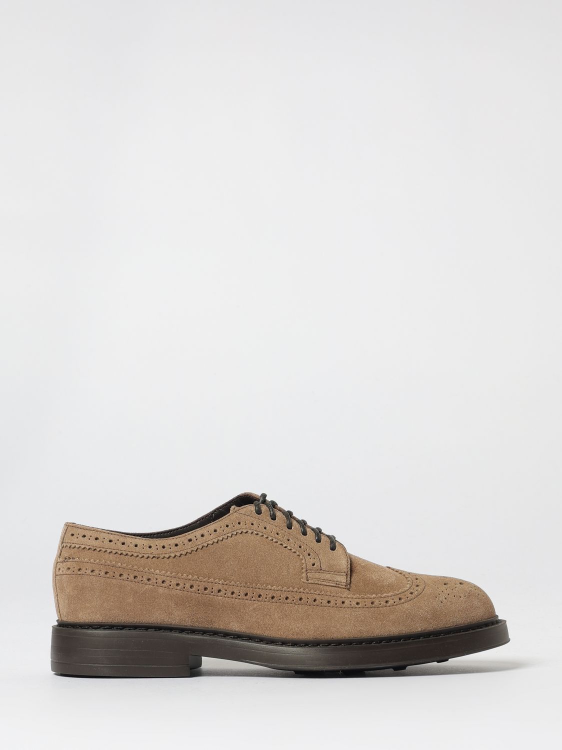 Doucal's Light Brown Suede Dovetail Lace-up. In Brown