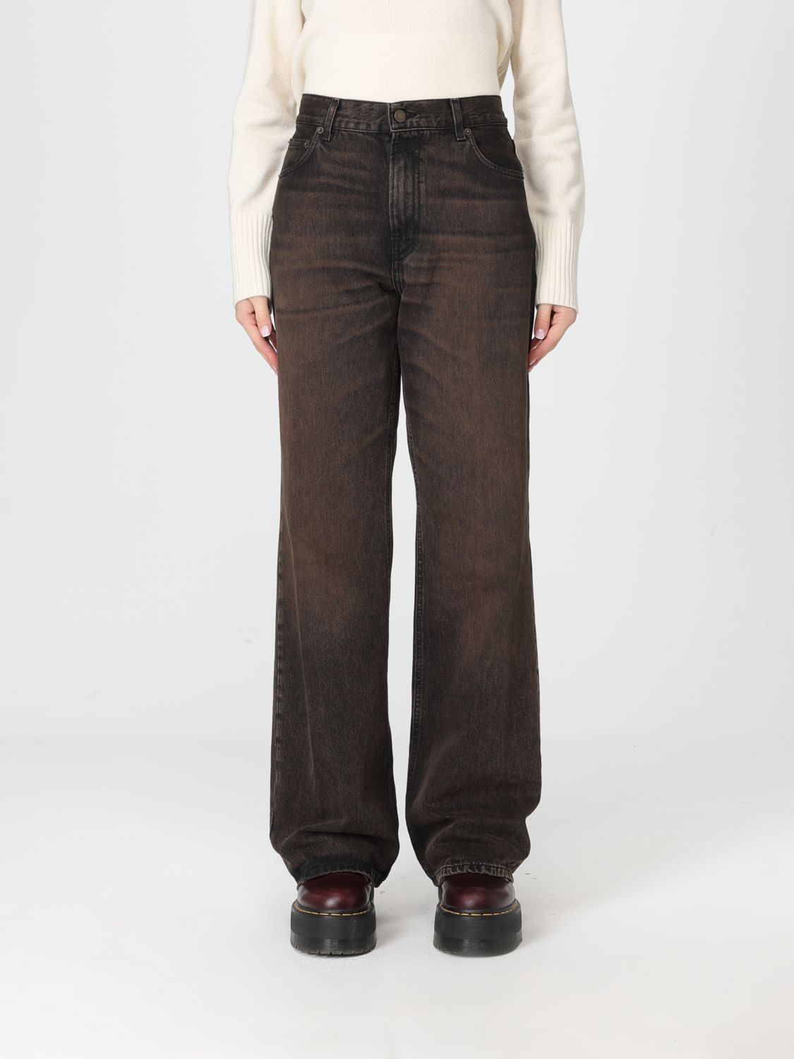 Haikure Brown Vintage Effect Korea Jeans In Brown