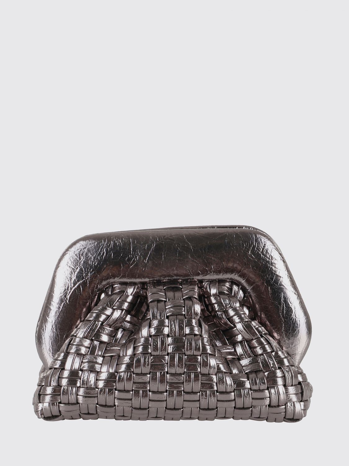 Themoirè Geo Micro Bag With Woven Pattern In Silver