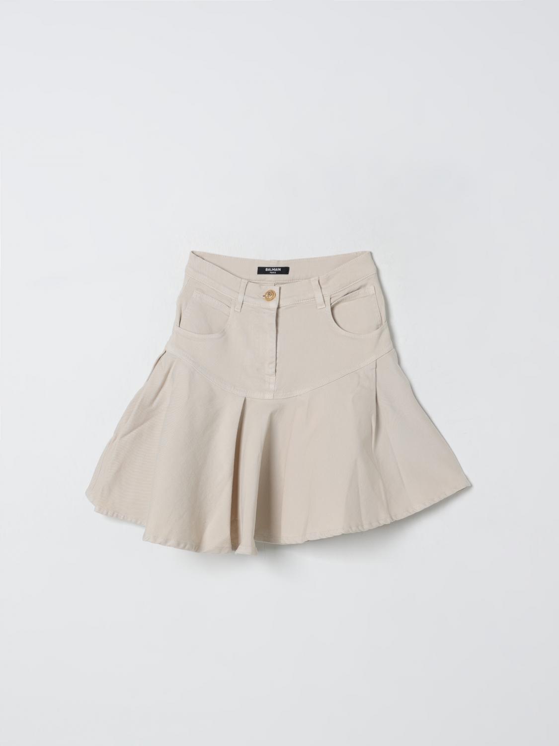 Balmain Skirt Kids Color Beige In Neutral