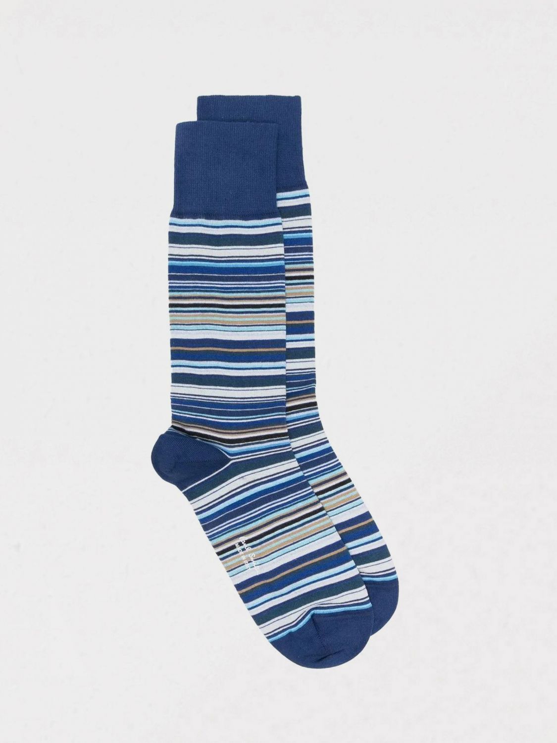 Paul Smith Mid-calf Stripe Pattern Cotton Socks Pair In Blue