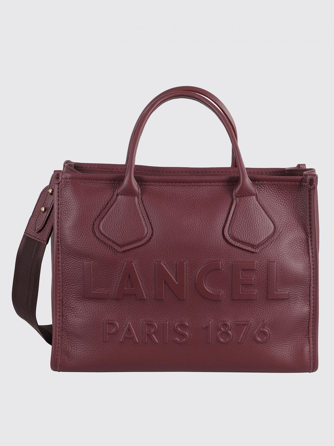 Lancel Rectangular Grained Leather Shoulder Bag In Purple
