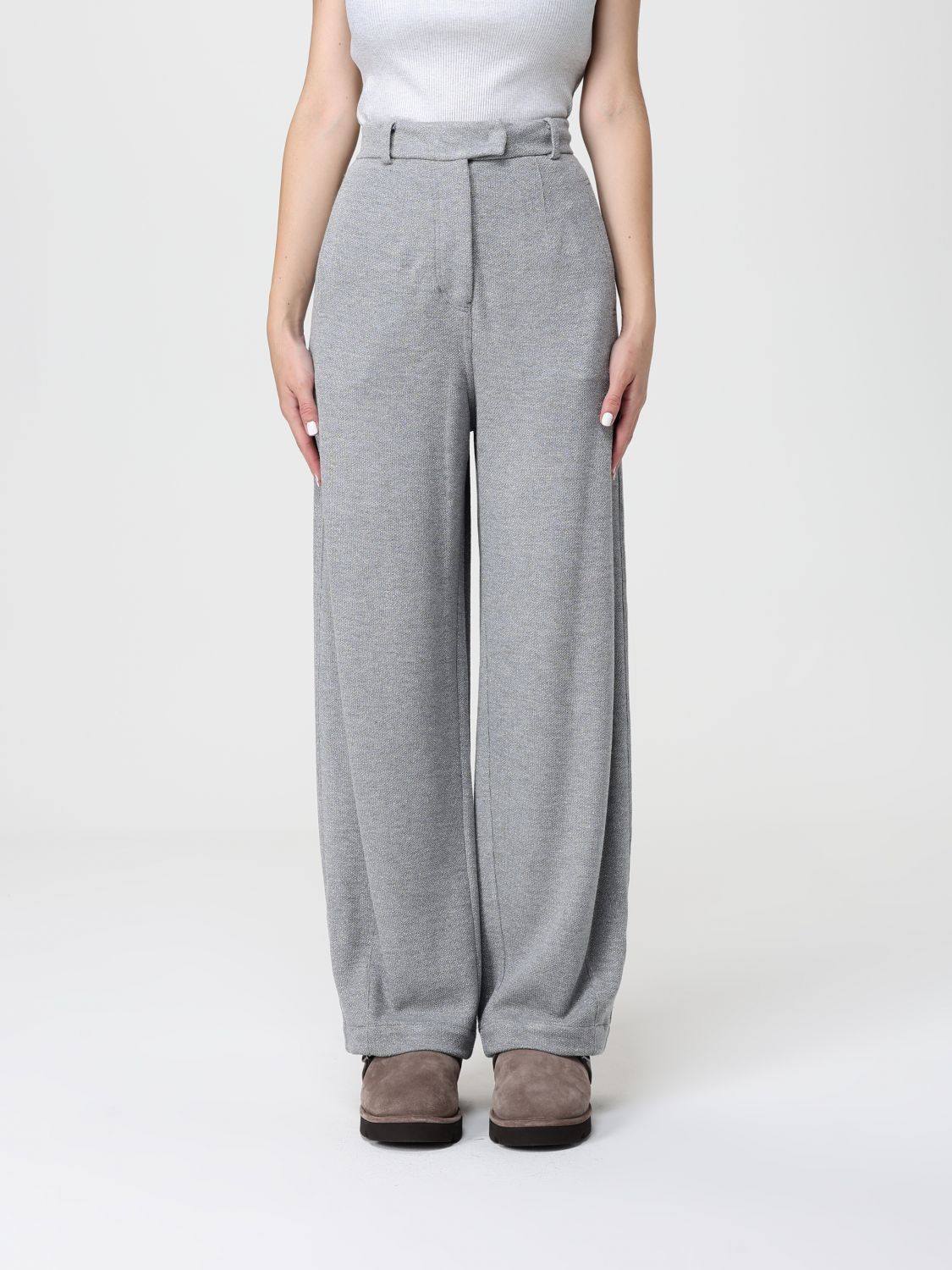 Brunello Cucinelli Pants  Woman Color Silver In Gray