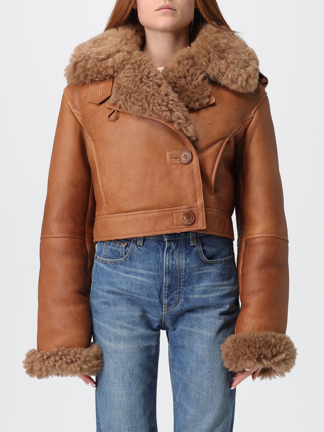 Fur Coat CHLOÉ Woman color Brown