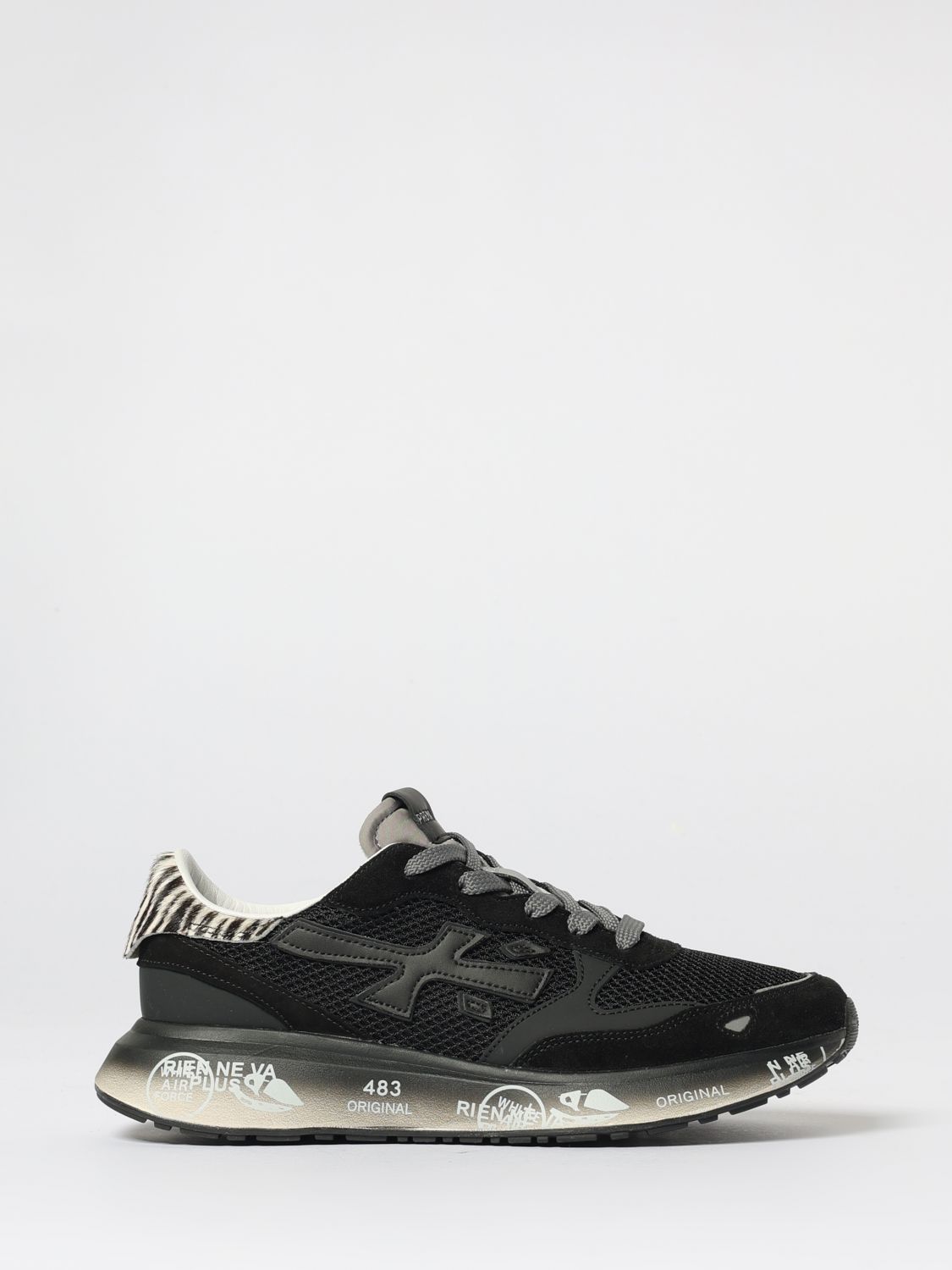 Premiata Low-top Sneakers With Zebra Print And Premium Leather Accents In Black