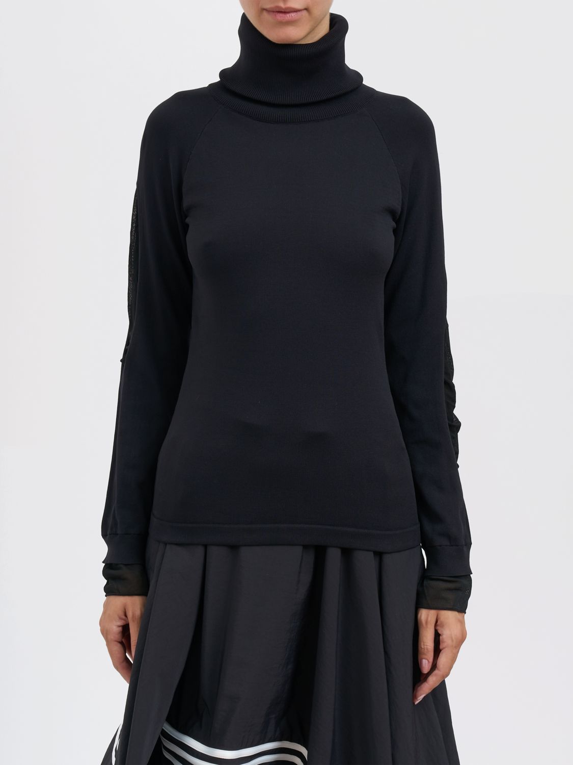 Y-3 High-neck Knit Top In Black