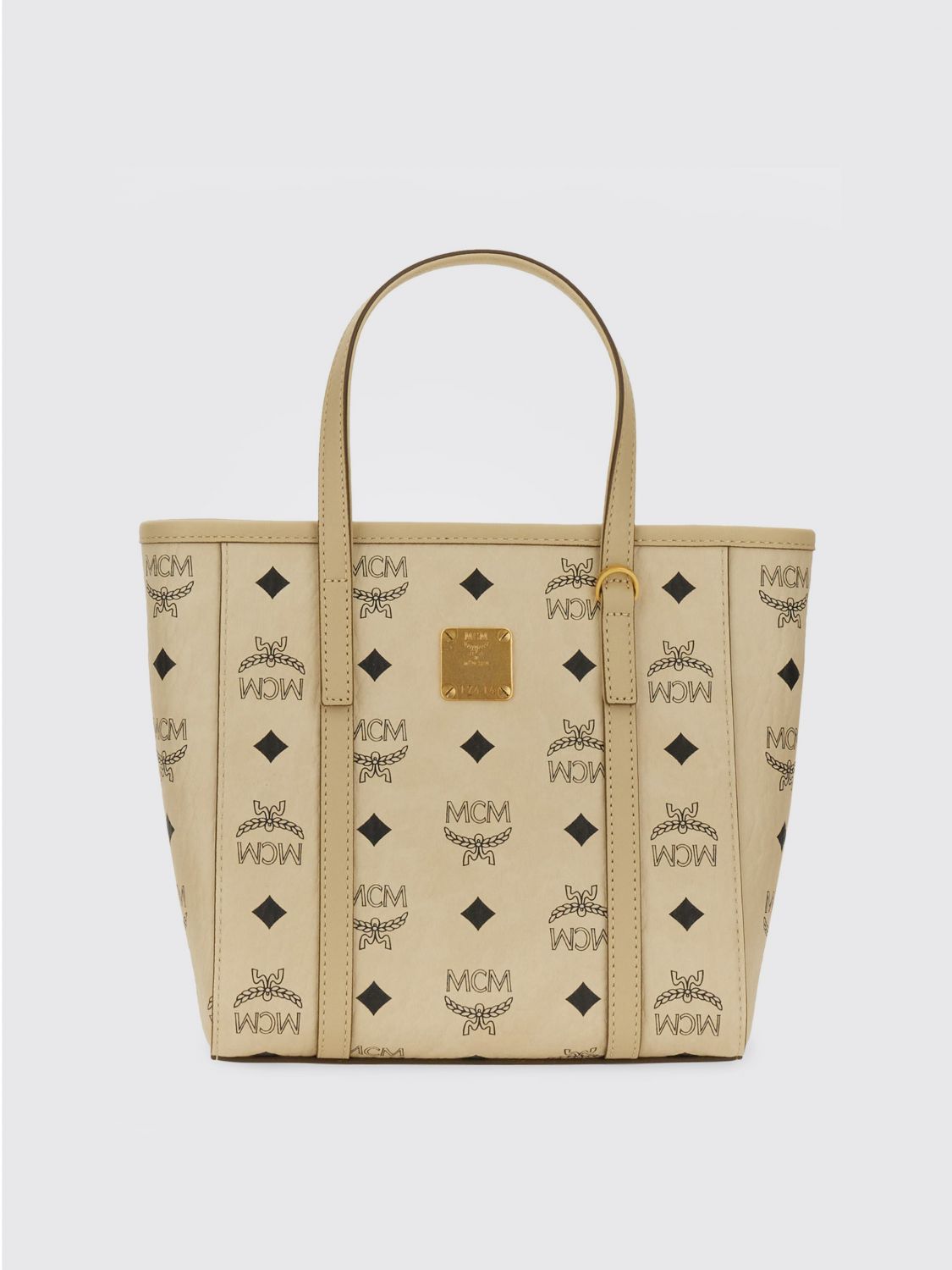 Mcm Mini Tony Printed Canvas Tote Bag In Neutral