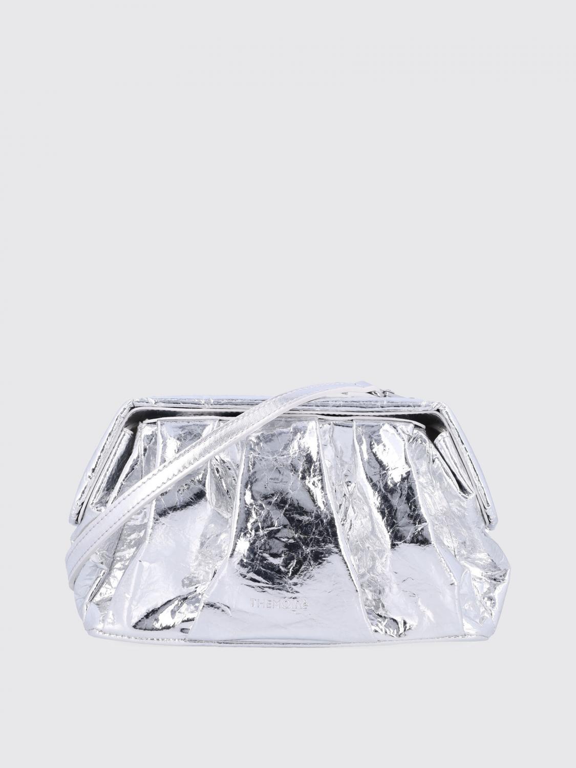 Themoirè Afrodite Metallic Silver Clutch In Silver