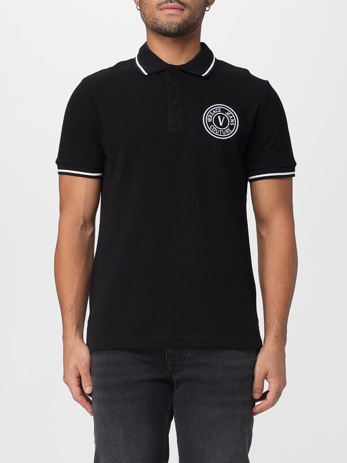 VERSACE JEANS COUTURE Polo Shirt Men color Black　VERSACE JEANS COUTURE ポロシャツ メンズ カラー ブラック VERSACE