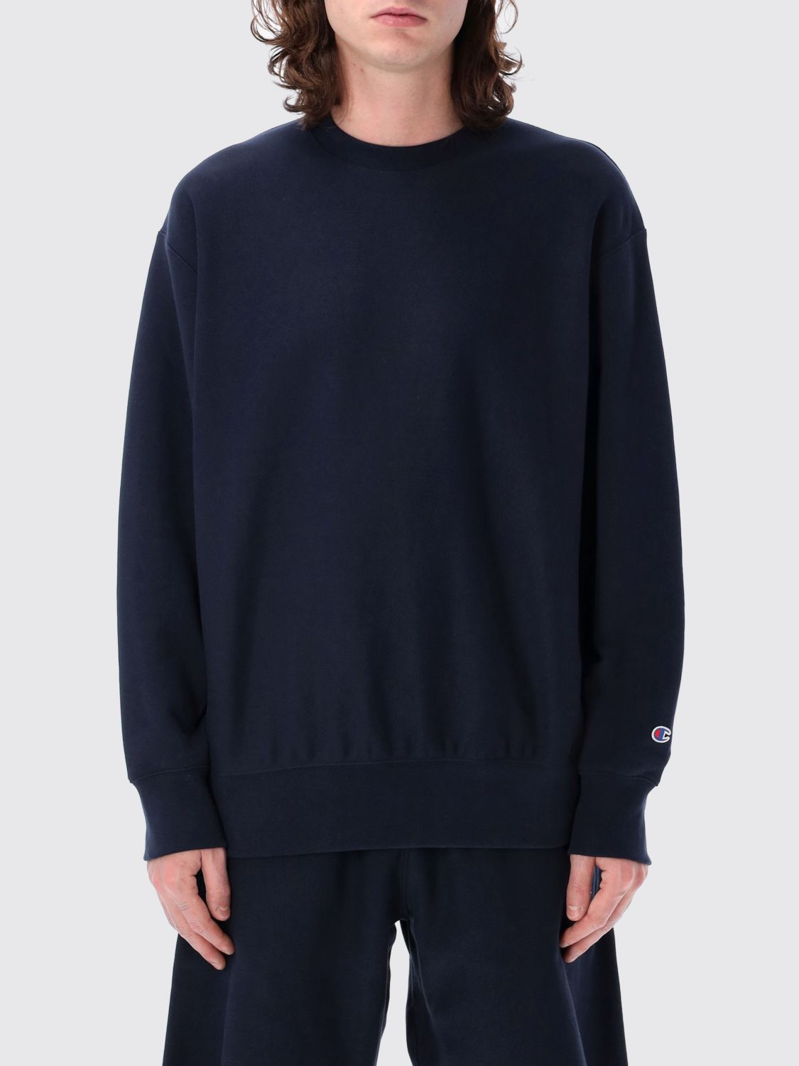 Champion Reverse Weave Crewneck Patch In Blue