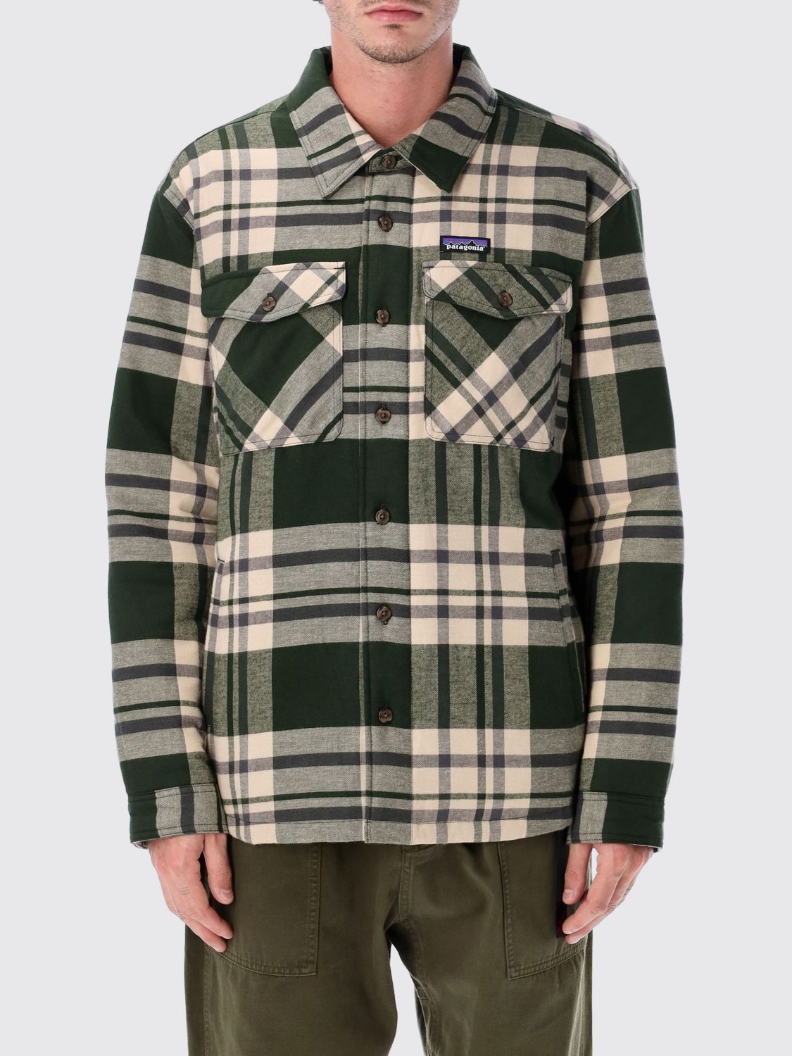 Patagonia Lightweight Insulated Flannel Mid-layer Jacket In Multi