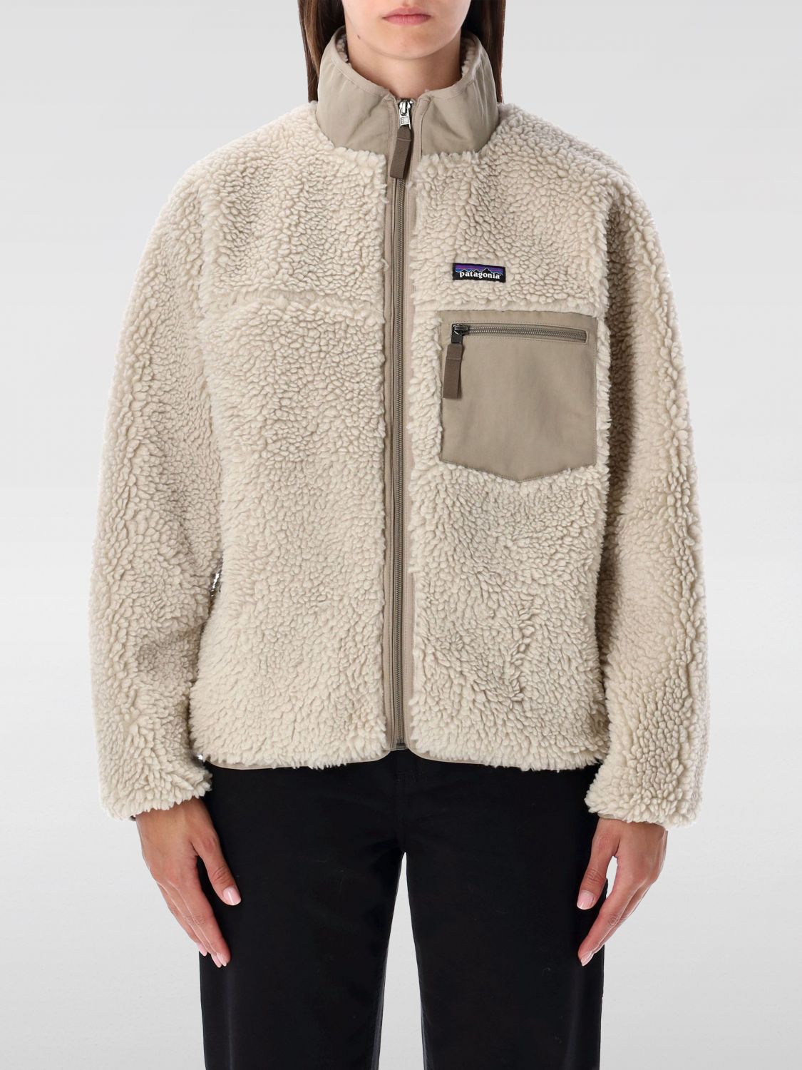 Patagonia Retro Style Jacket High Collar In Neutral