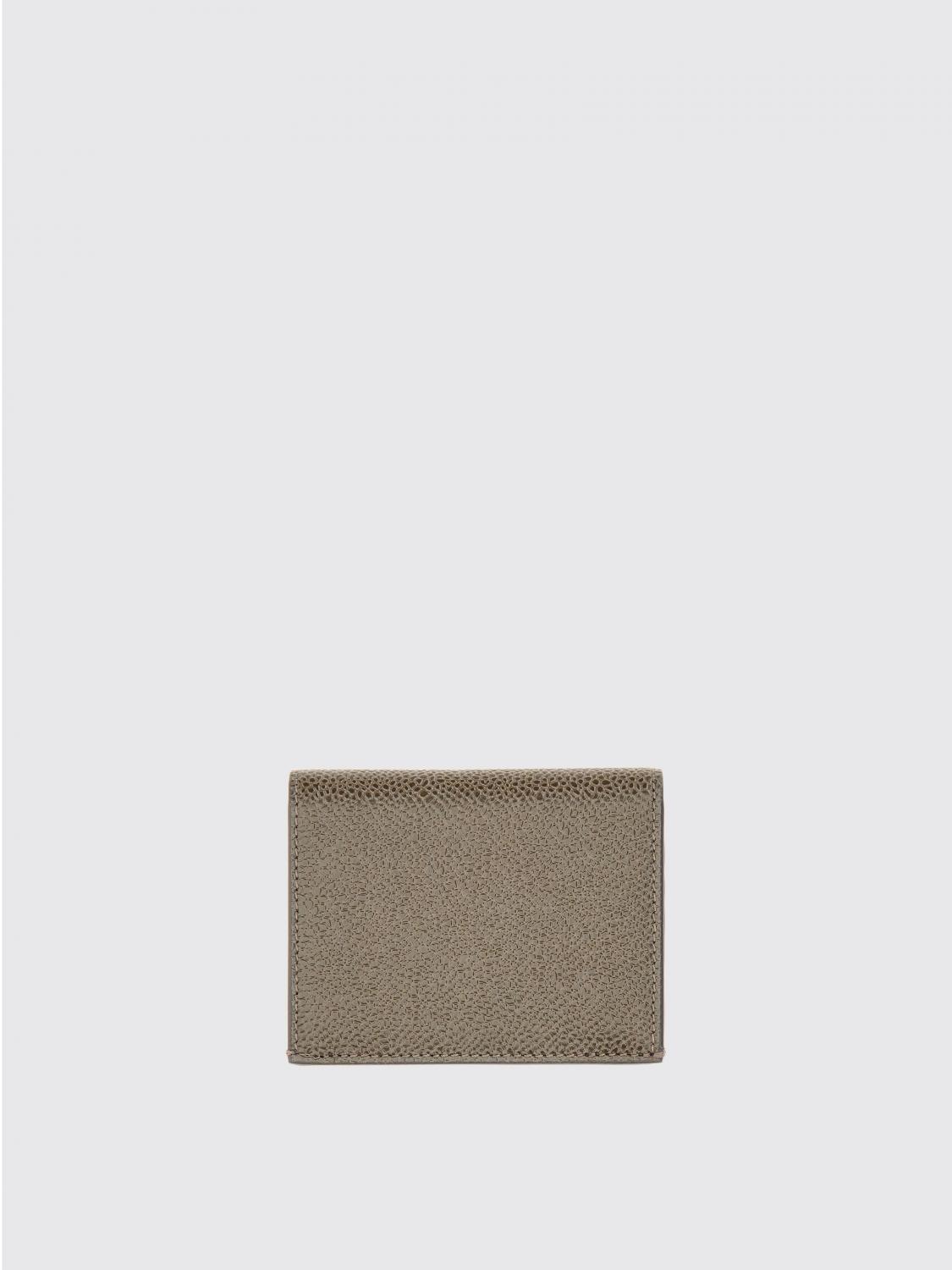 Thom Browne Grained Leather Card Case In Brown