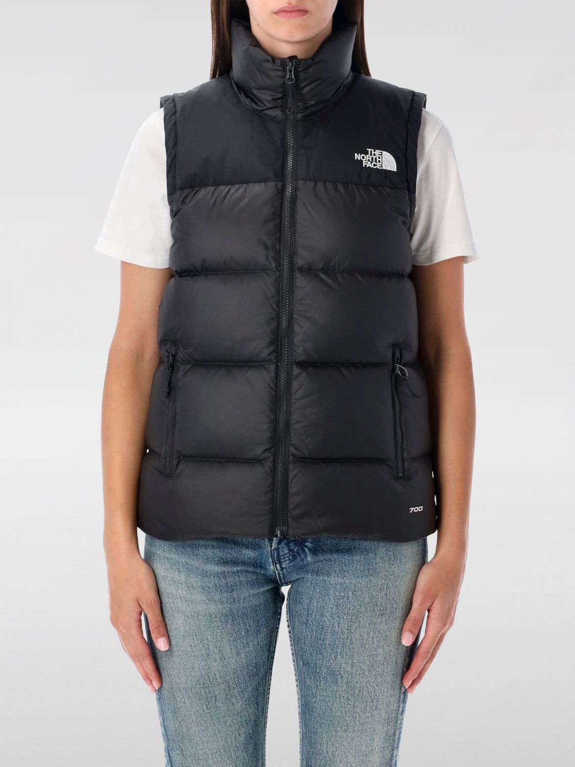 The North Face Sleeveless Puffer Vest High Collar In Black