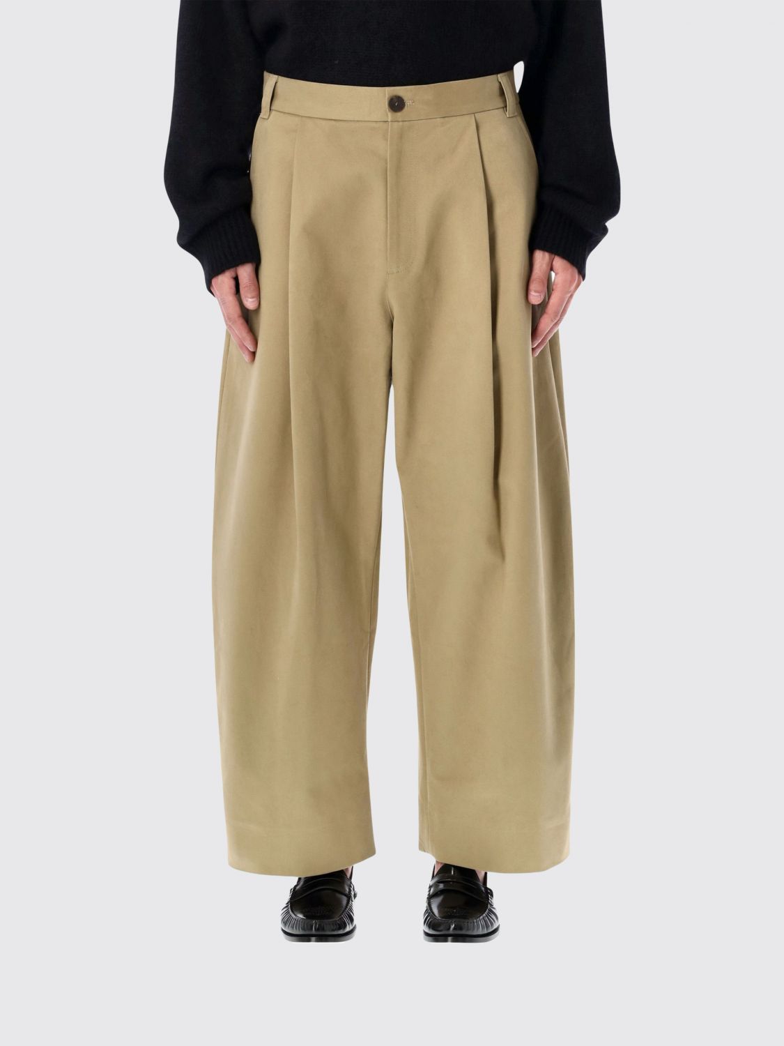 Studio Nicholson Pleated Chino Trousers Featuring Belt Loops In Nude