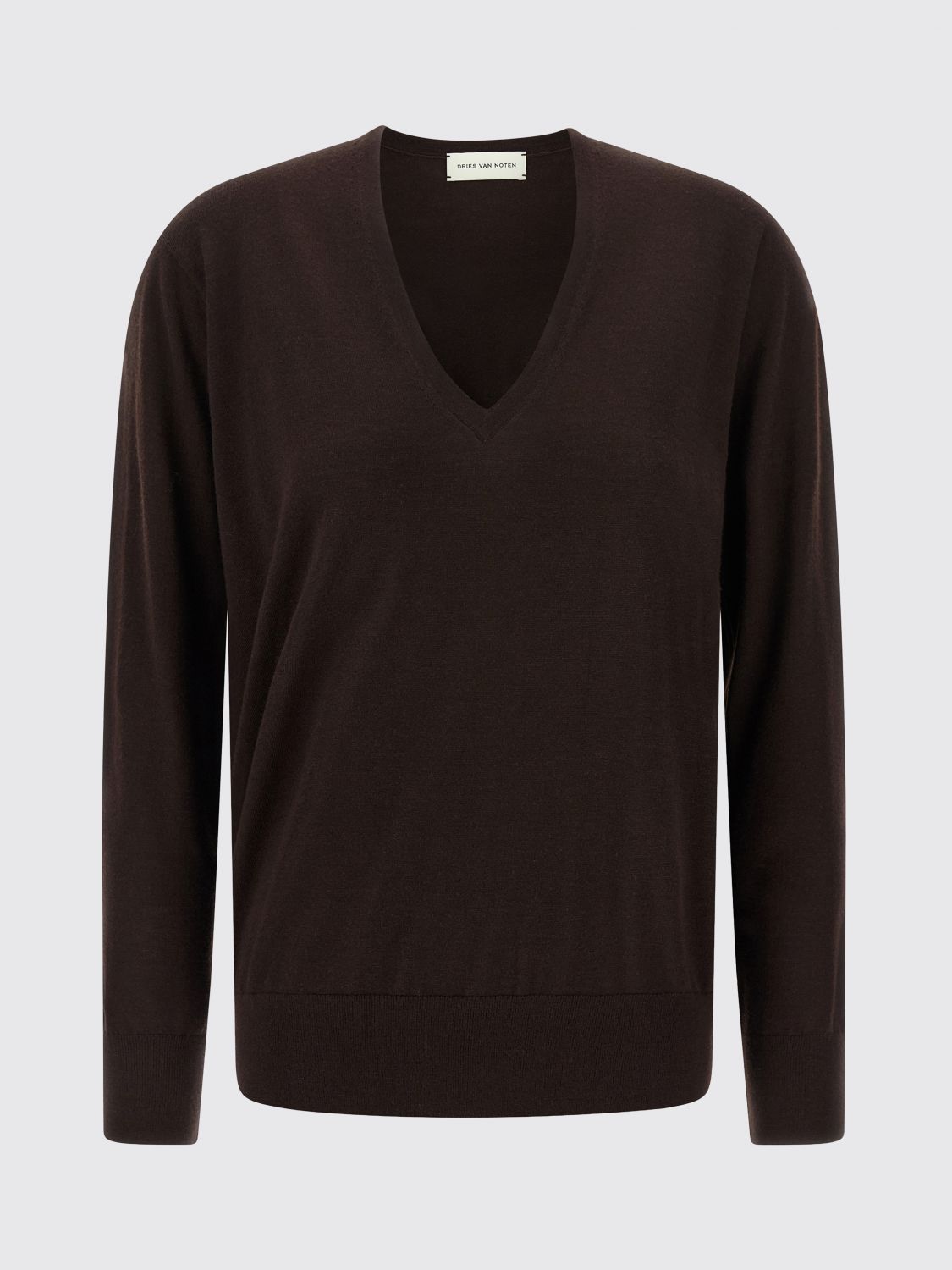 Dries Van Noten Brown Fine Merino Wool Loose-fit Sweater In Brown