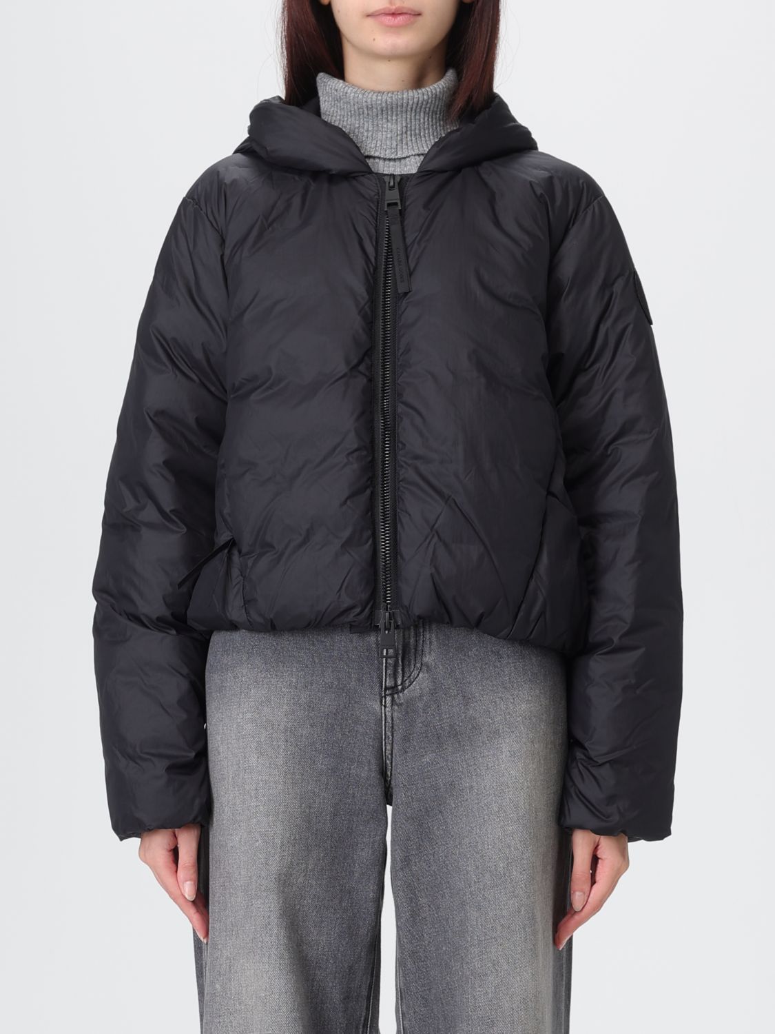 Canada Goose Cropped Puffer Jacket With Concealed Zipper In Black