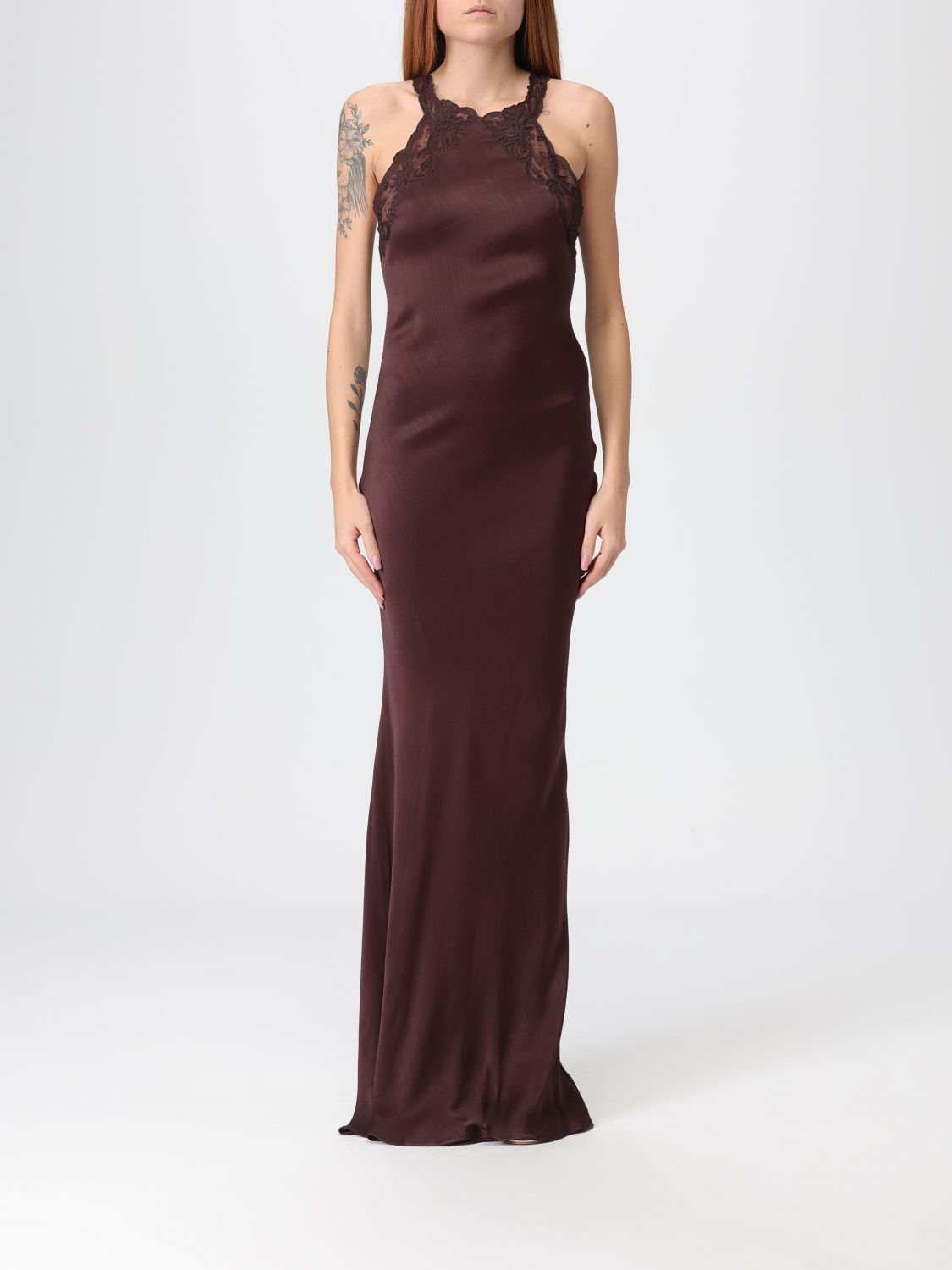 Twinset Dress Woman Color Brown In Brown