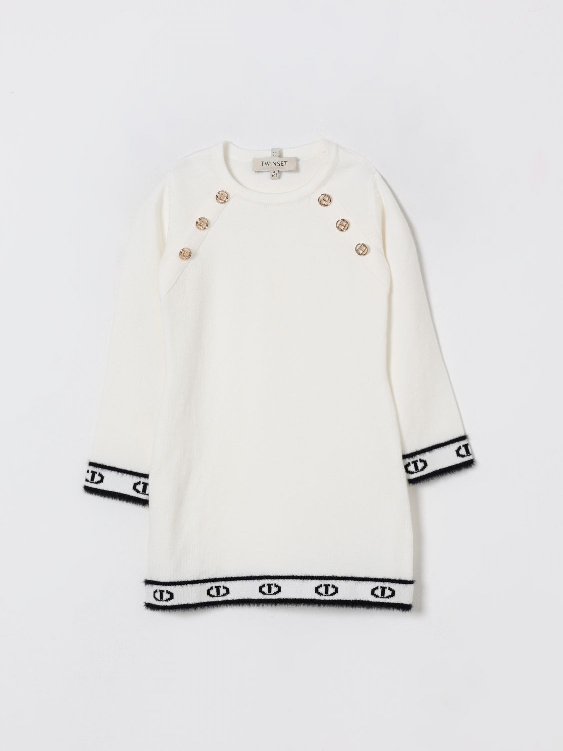 Twinset Kids Dress With Logo In White