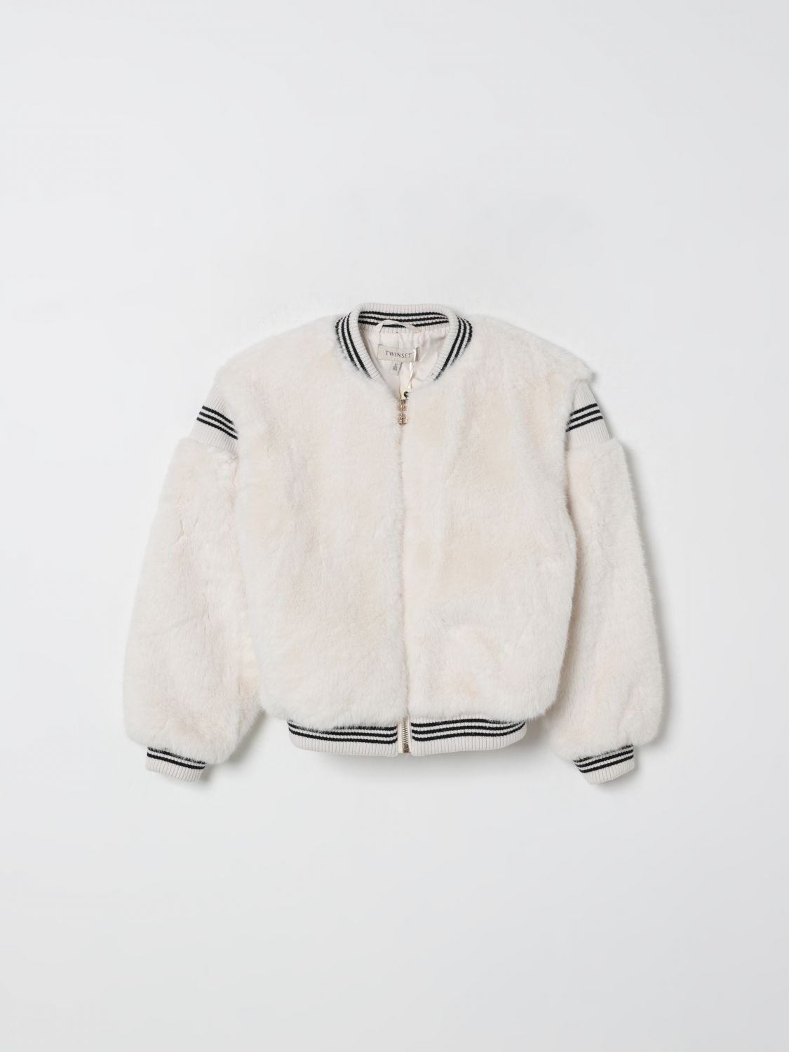 Twinset Puff-sleeve Striped-cuff Jacket In White