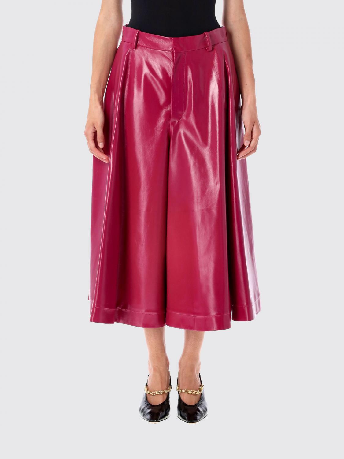 Bottega Veneta Culotte En Cuir Brillant In Red