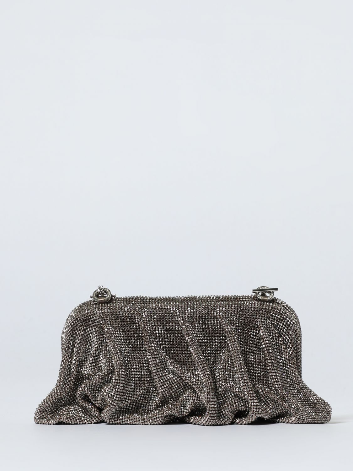 Benedetta Bruzziches Crystal Embellished Clutch In Silver