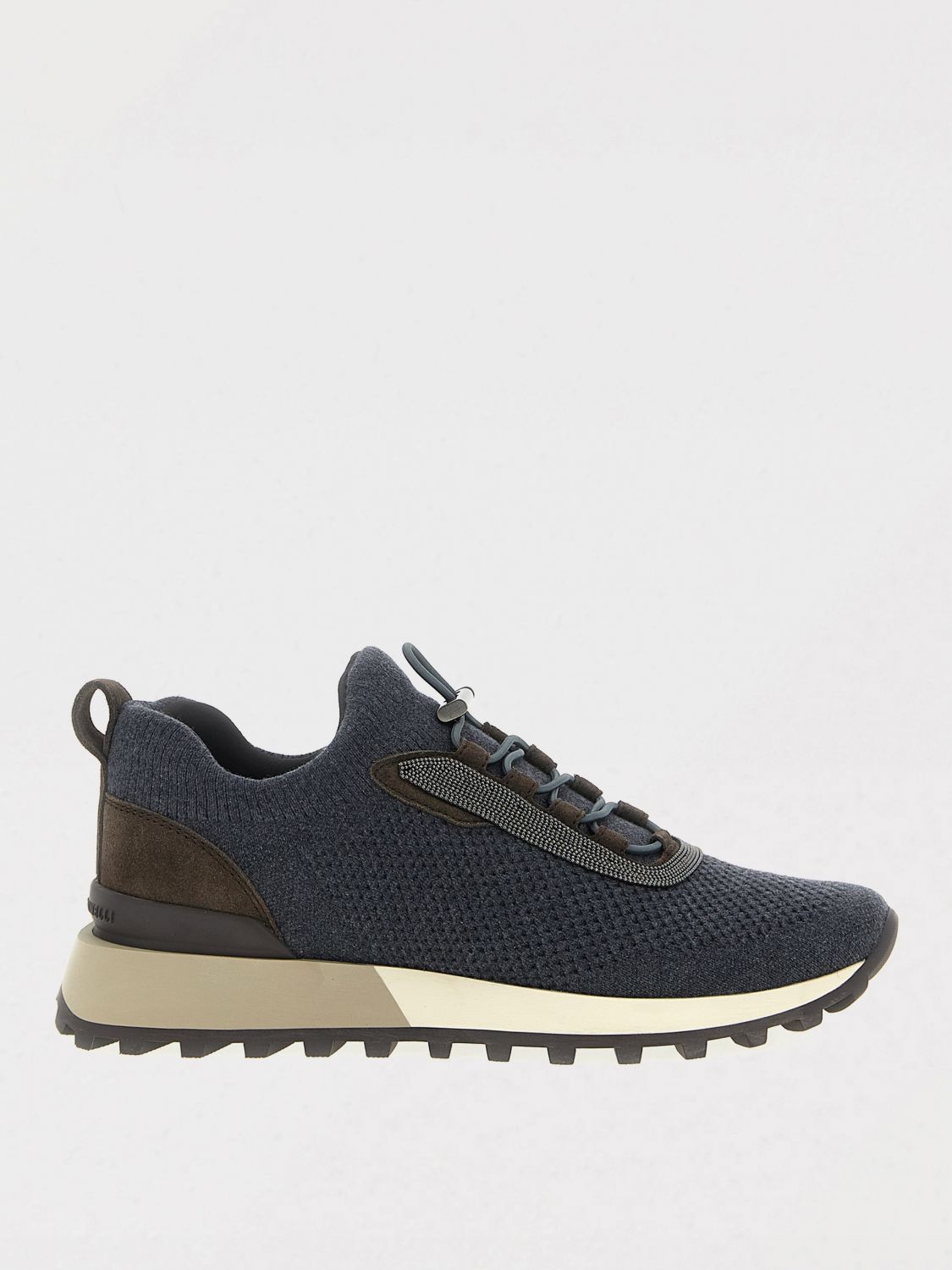Brunello Cucinelli Performance Knit Sneakers Textured Sole In Gray