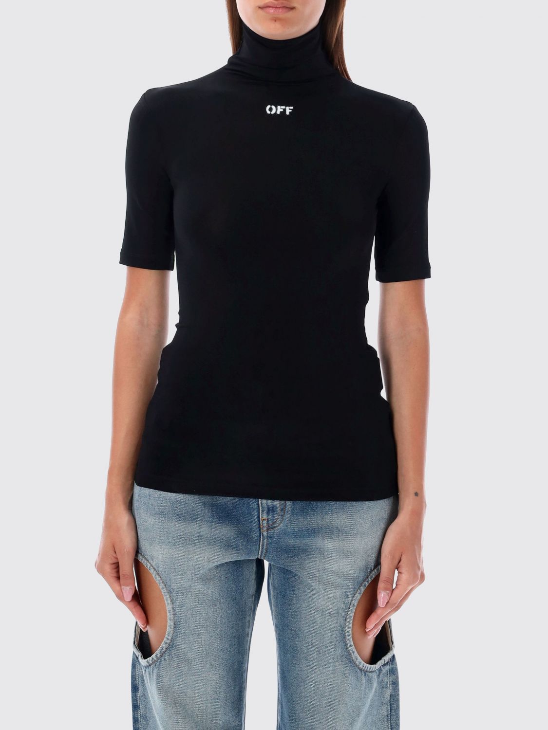 Off-white High Neck Top In Black
