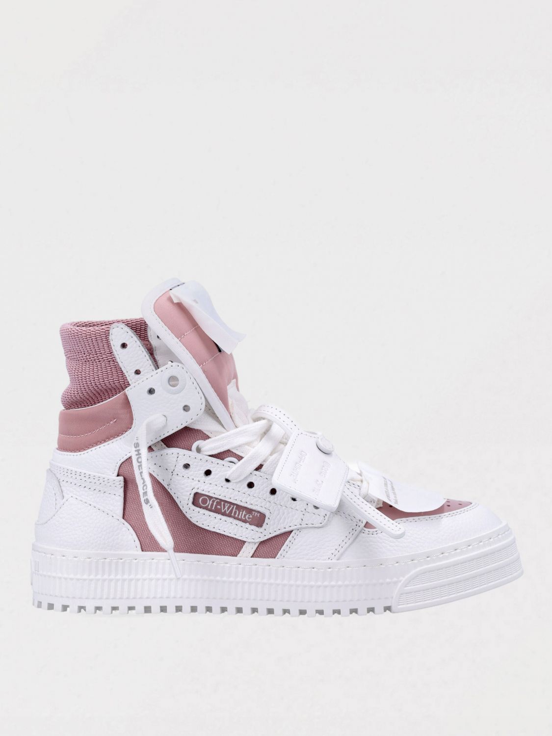 Off-white Court 3.0 High-top Leather Sneakers In Pink