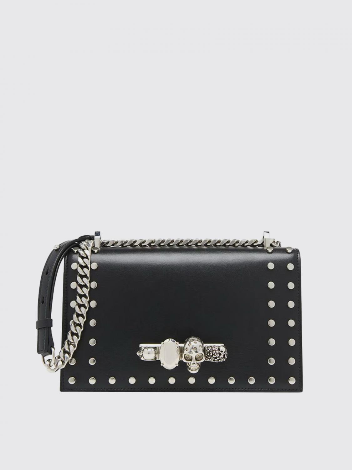 Alexander Mcqueen Stud-embellished Jewelled Satchel In Black
