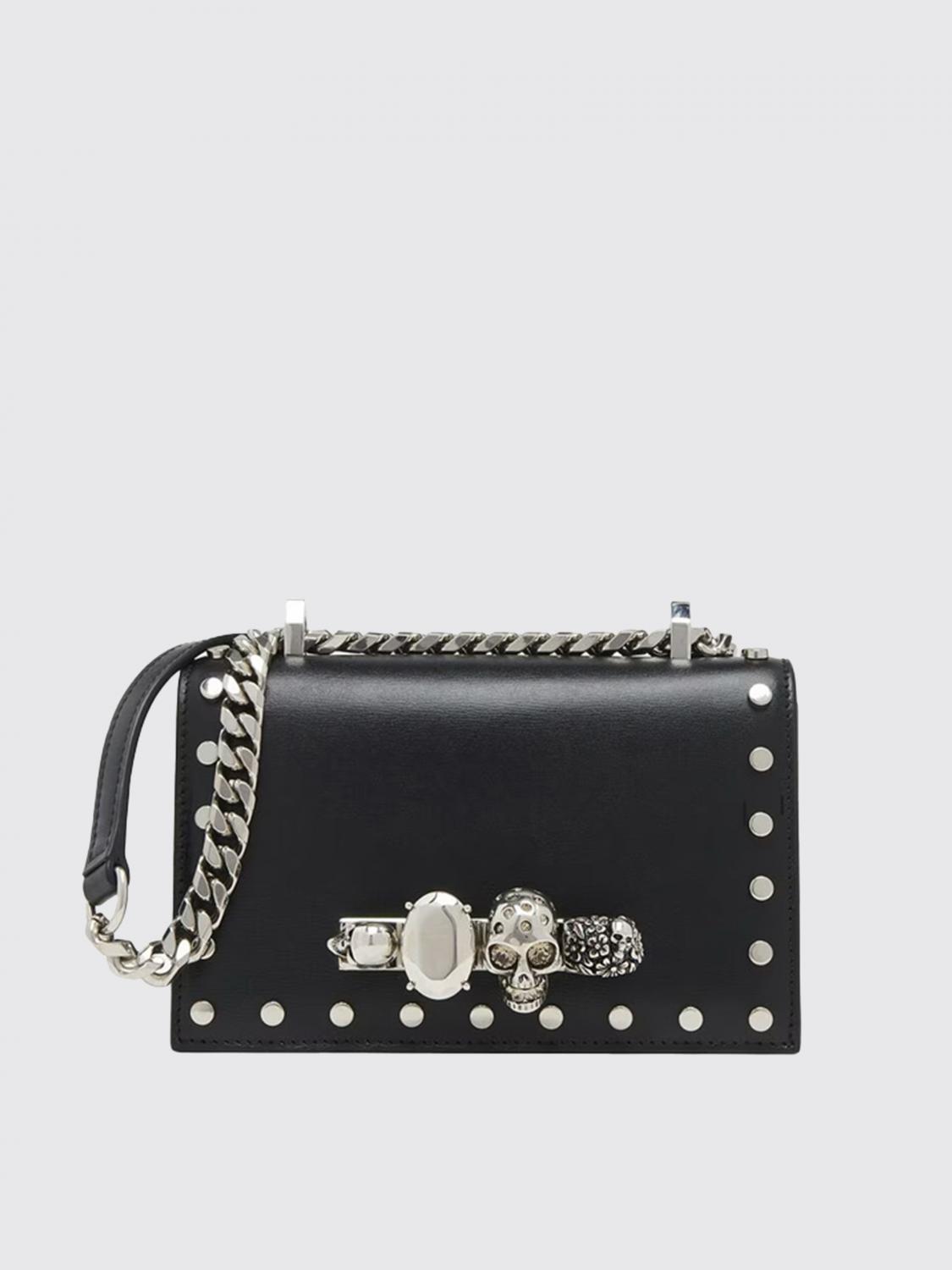 Alexander Mcqueen Stud-embellished Jewelled Satchel In Black