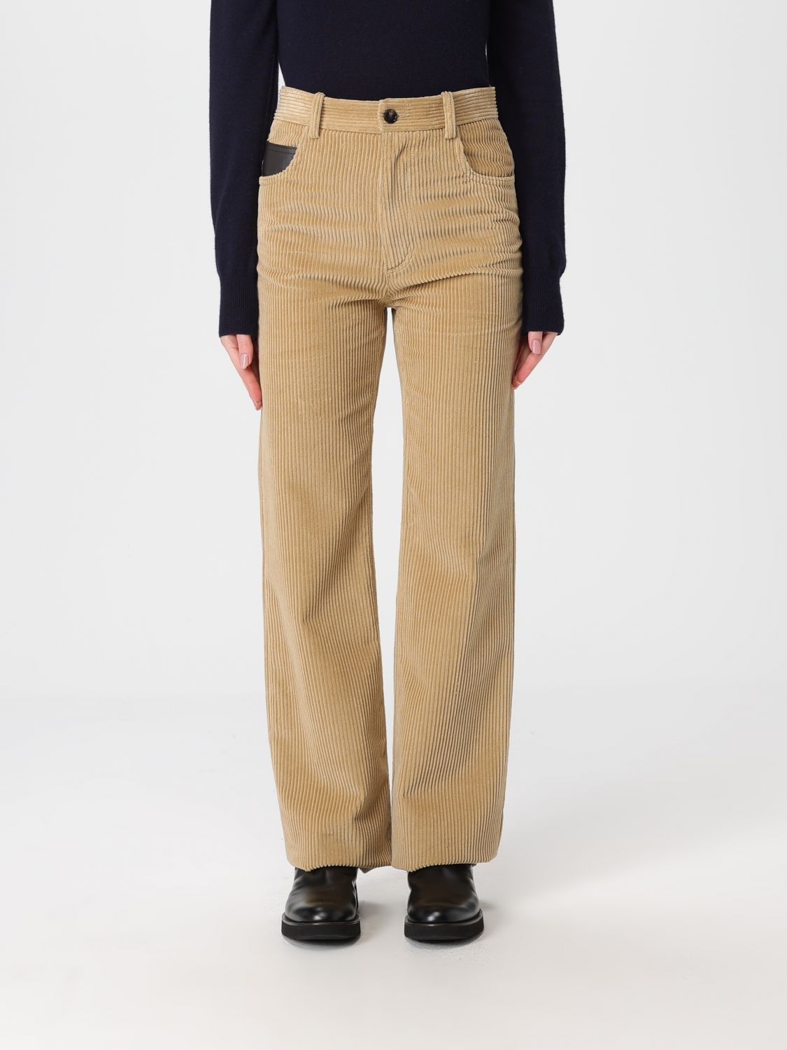 Bottega Veneta Pants  Woman Color Beige In Gray