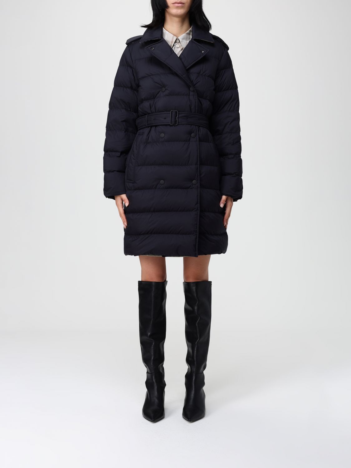 Burberry Coat  Woman Color Black In Blue