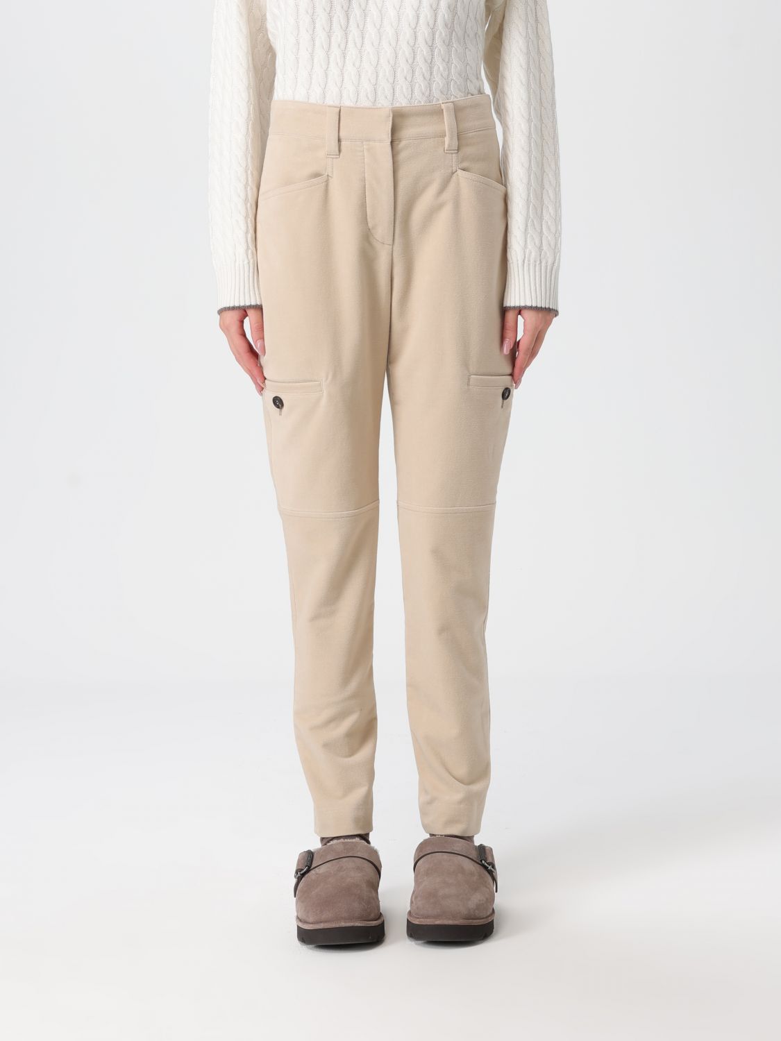 Brunello Cucinelli Pants Woman Color Beige In Neutral