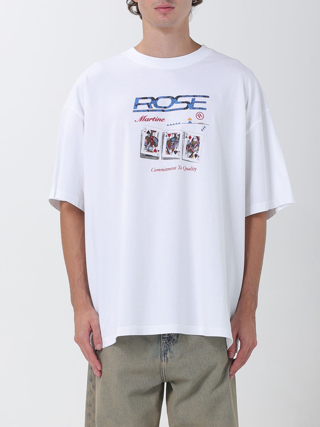 Martine Rose White Playing Cards Oversized Graphic-print Cotton T-shirt Xl In White