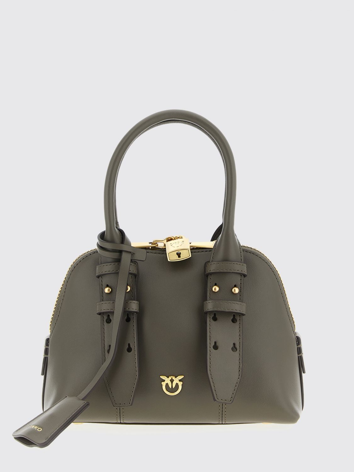 Pinko Buckle-detailing Shoulder Bag In Gray