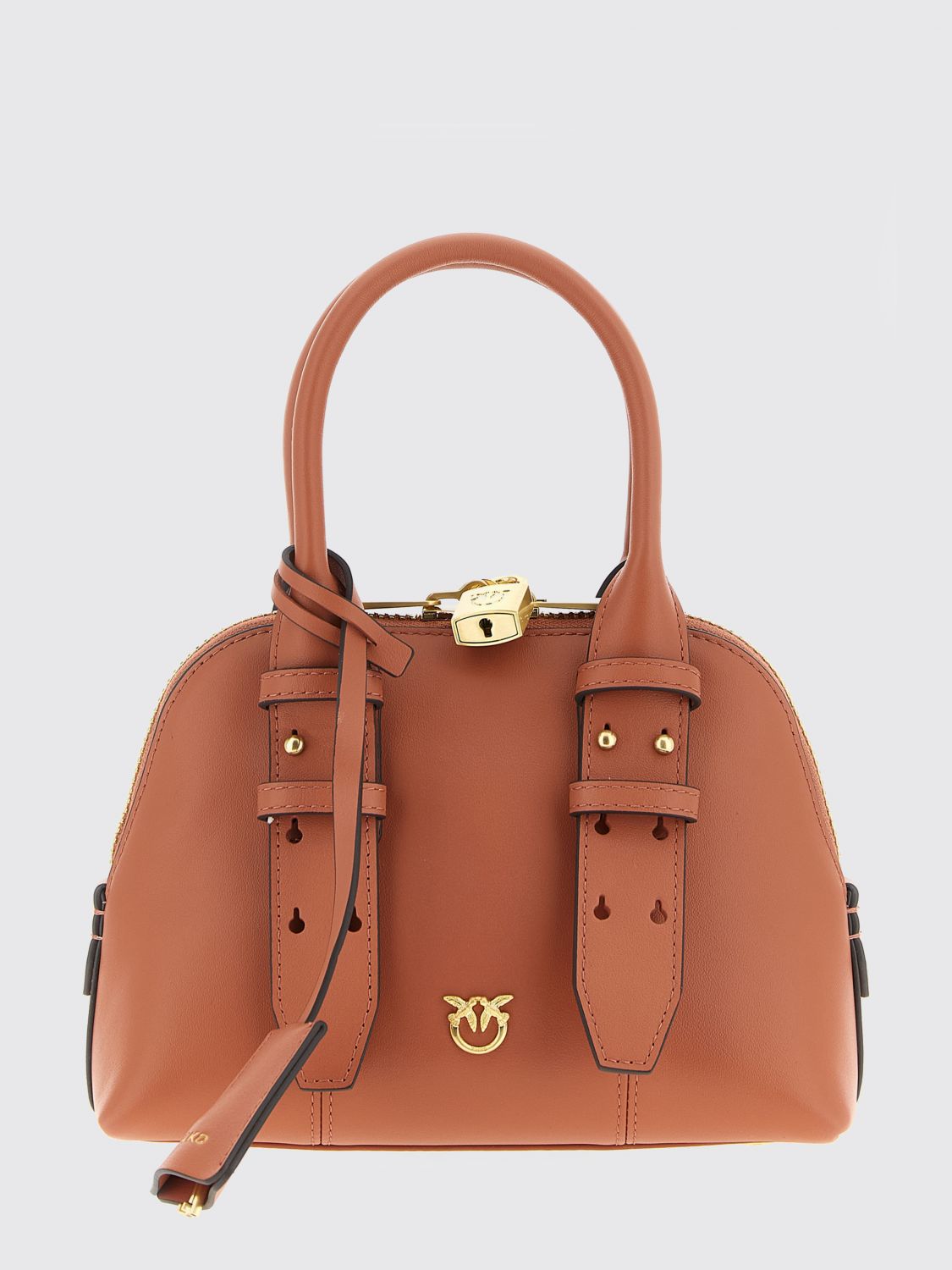 Pinko Buckle-detailing Shoulder Bag In Brown