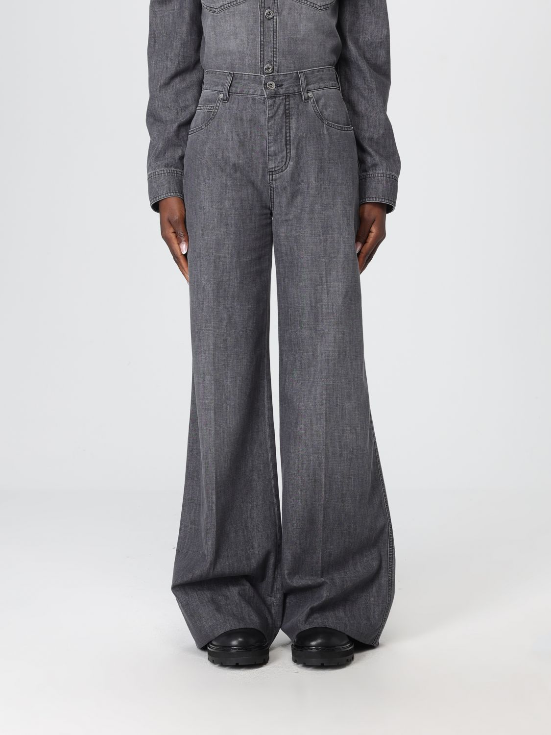 Bottega Veneta Pants Woman Color Black In Gray