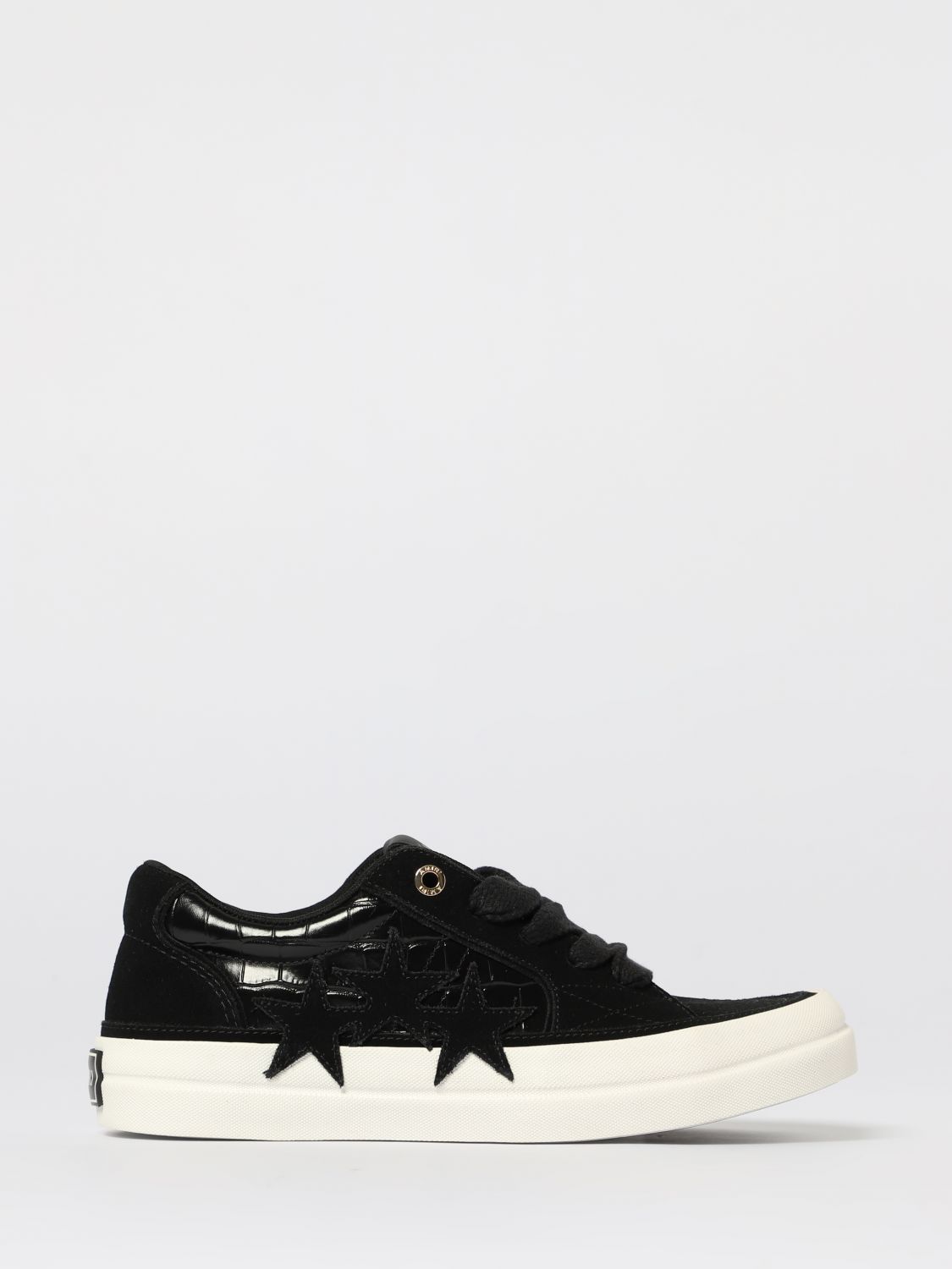 Amiri Two-tone Leather Skel Sneakers With Textured Finish In Black