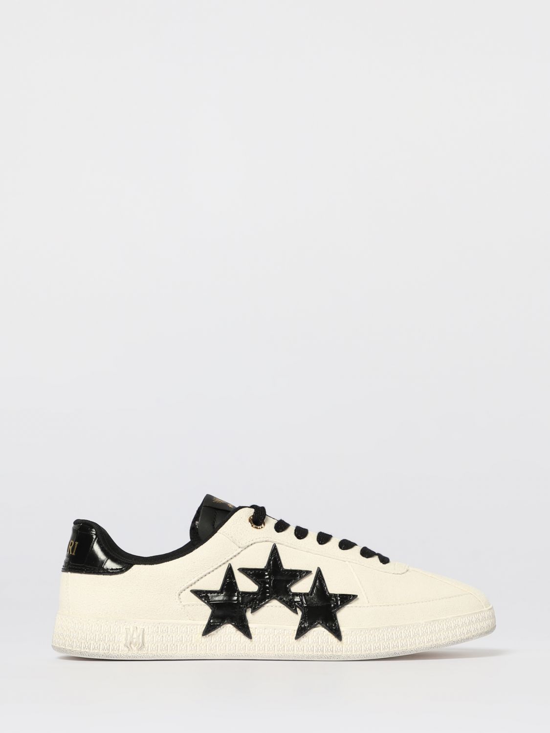 Amiri Two-tone Leather Skel Sneakers With Textured Finish In White