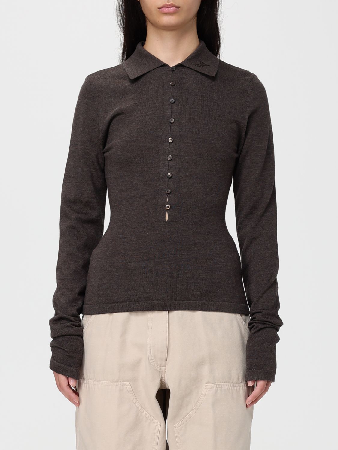 Jacquemus Polo Shirt Woman Color Brown In Blue