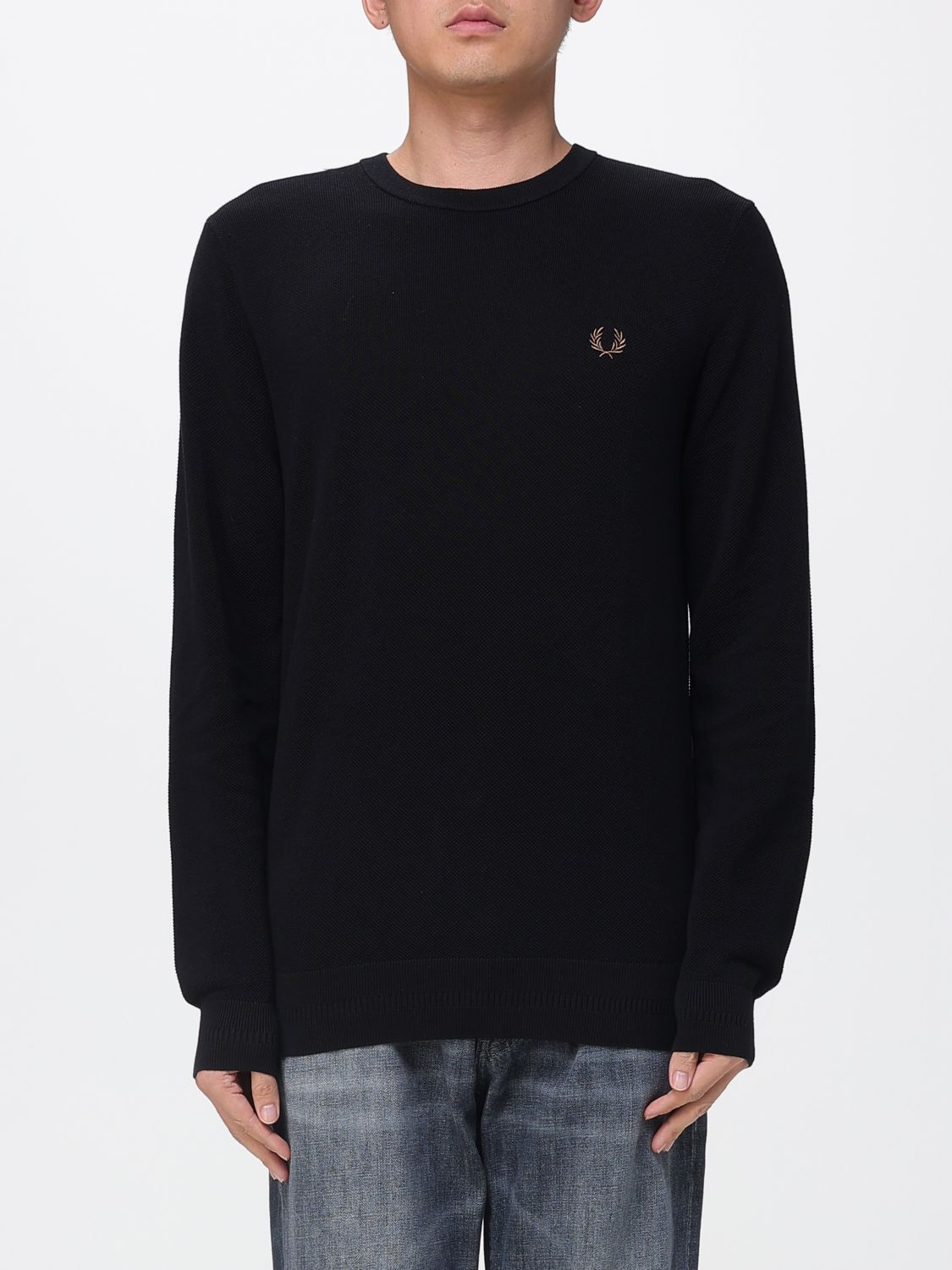 Fred Perry Pique Sweater With Logo In Black