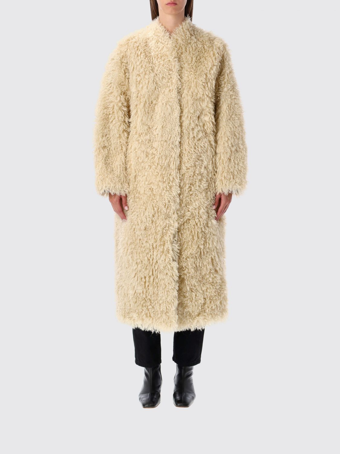 Stand Studio Carolina Long Curly Faux-fur Coat In Multi
