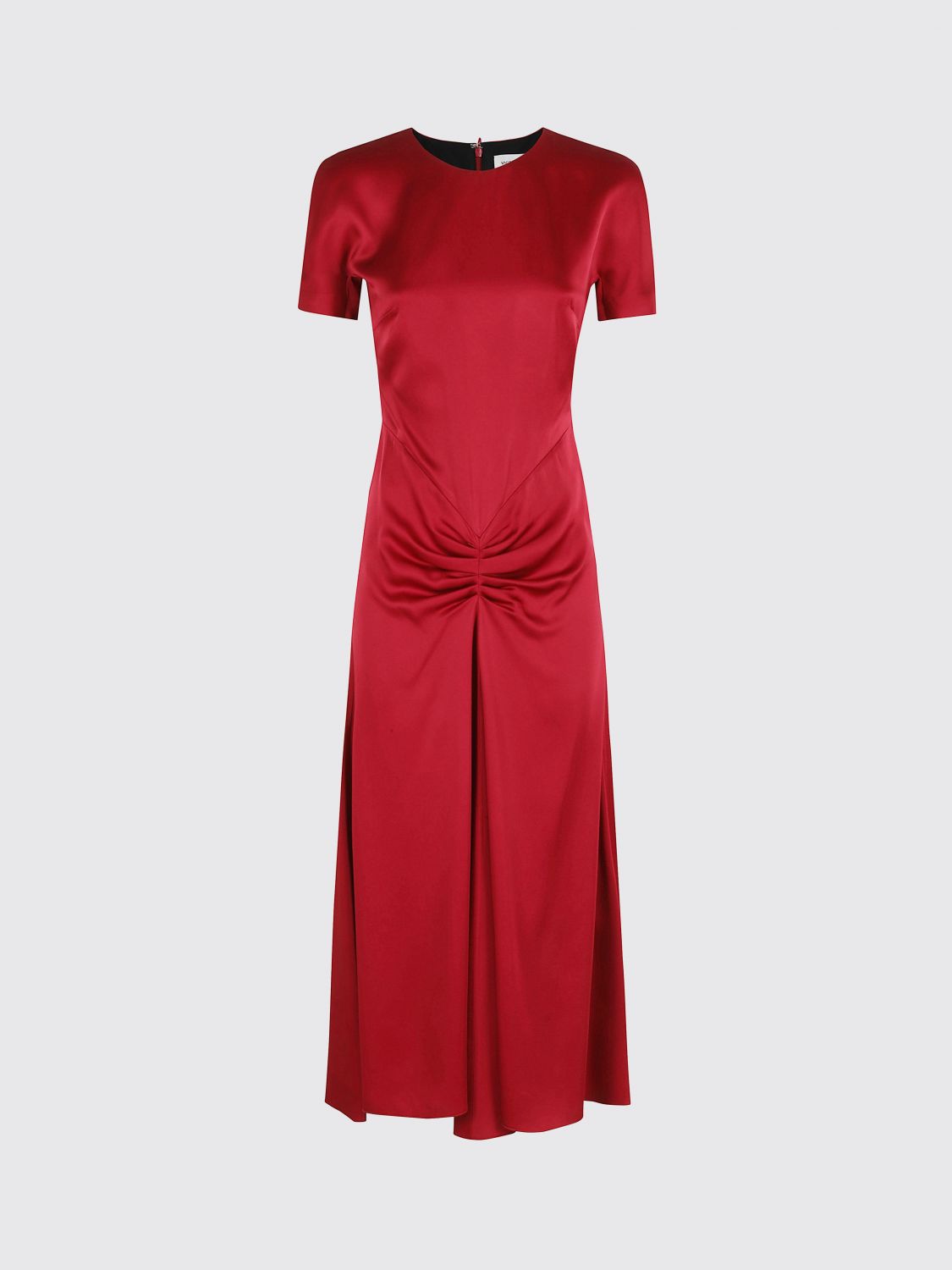 Victoria Beckham Fuchsia Pink Midi Dress With Gathered Waist In Red