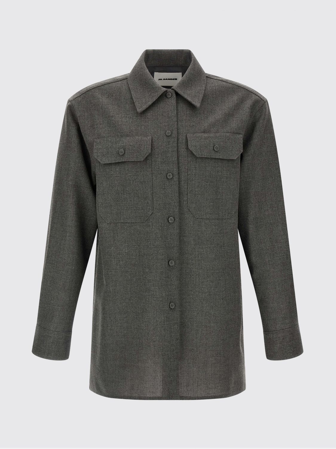 Jil Sander Wool Canvas Shirt In Gray