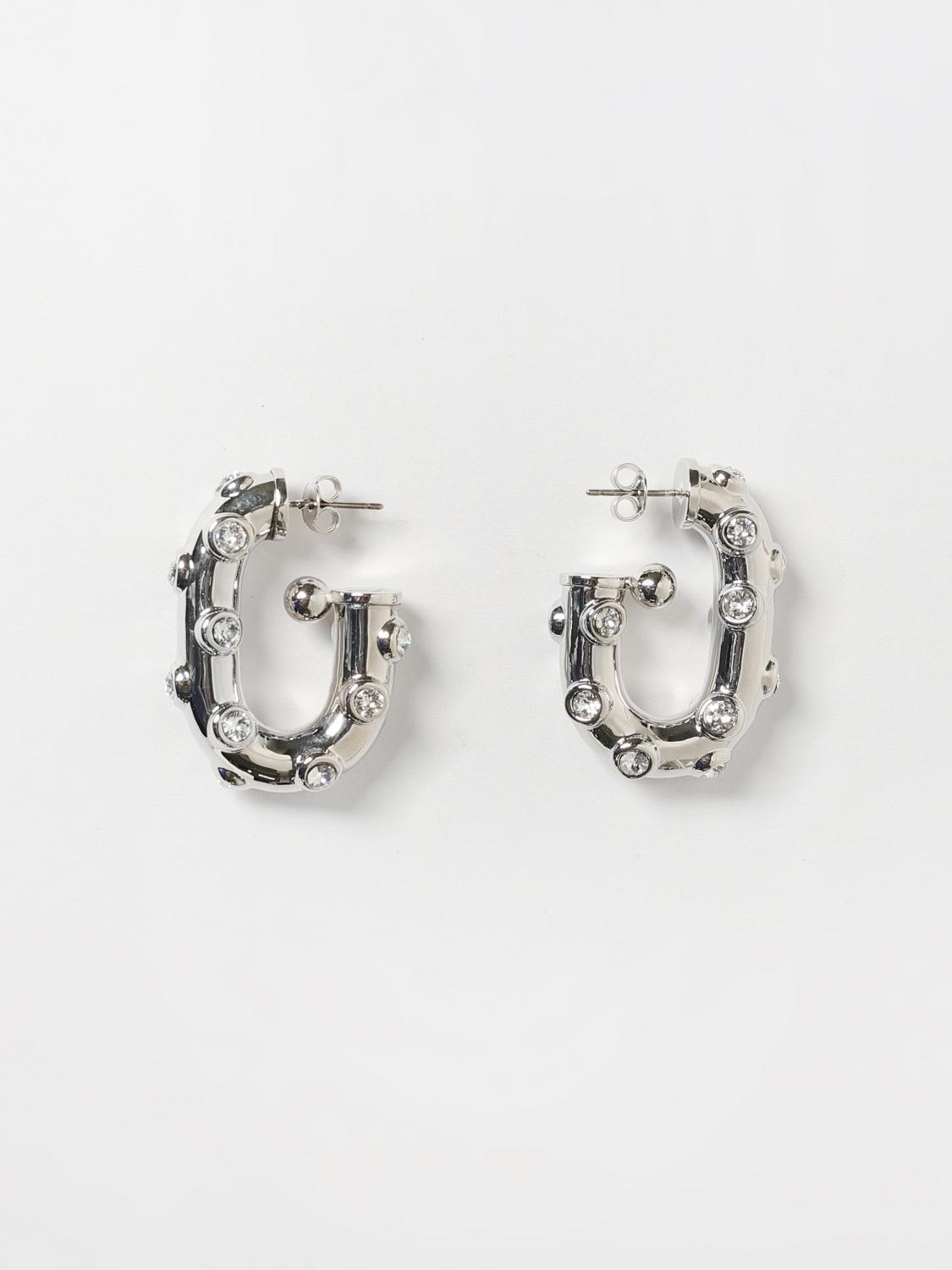 RABANNE XL Link brass earrings with set rhinestones