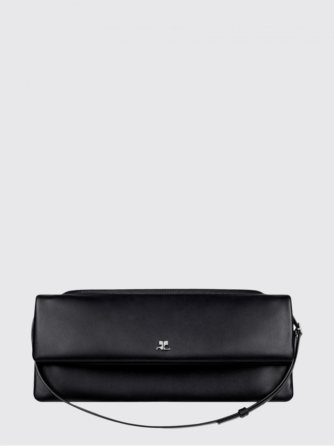 Courrèges Rectangular Shoulder Bag Adjustable Strap In Black