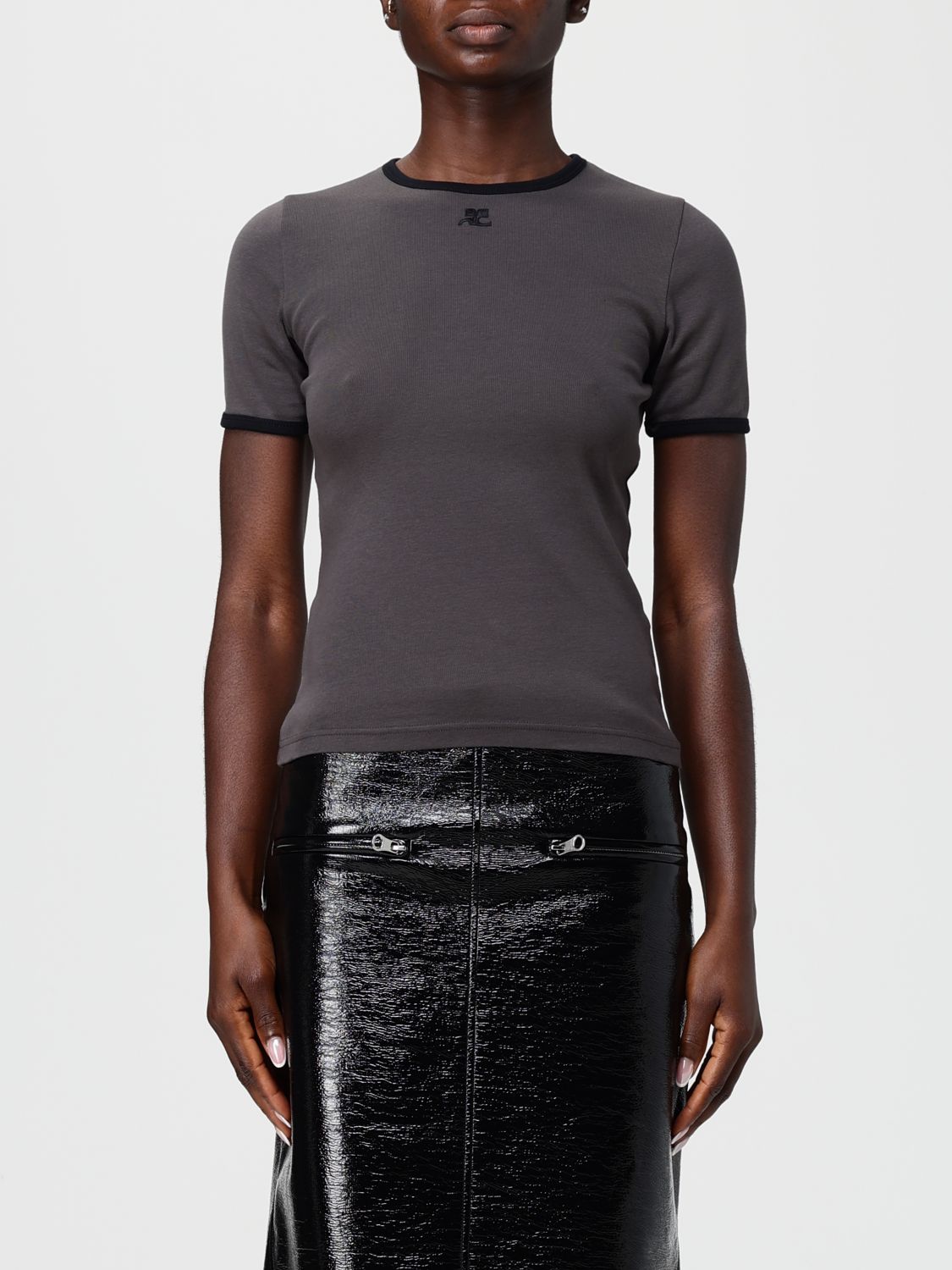 Courrèges Courregès Heritage Contrast T-shirt In Gray