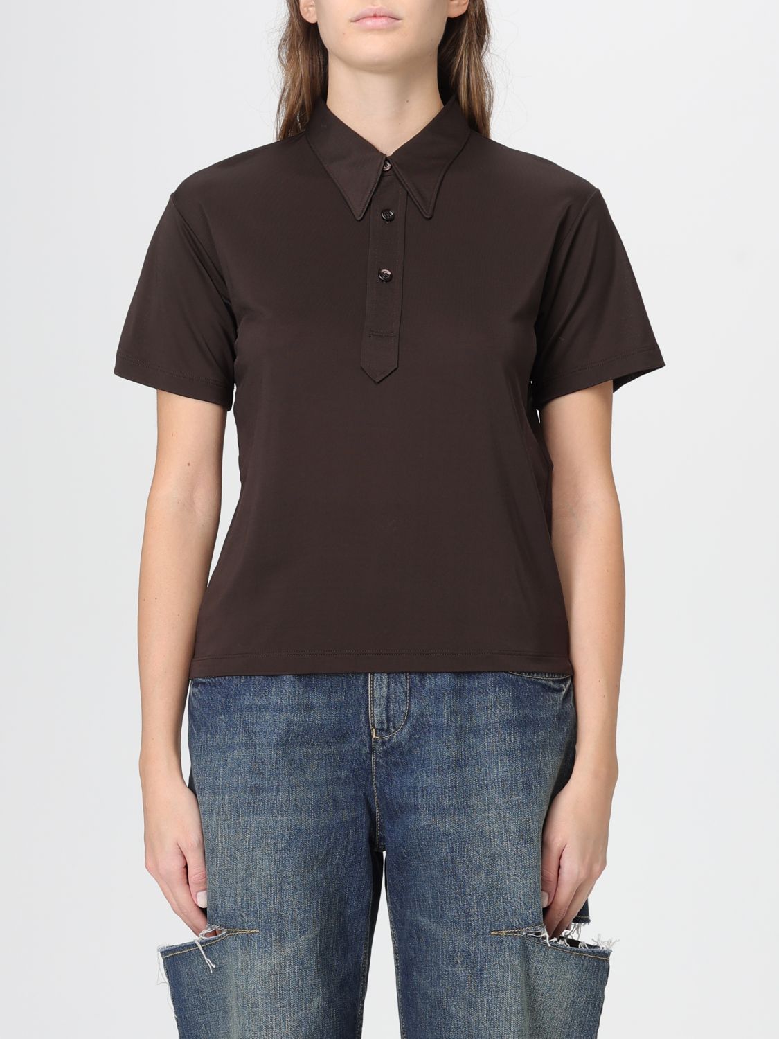 Maison Margiela Polo Shirt Woman Color Amber In Brown