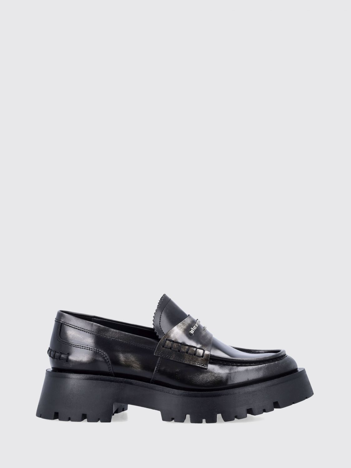Alexander Wang Chunky Heel Black Box Leather Carter Loafer In Black
